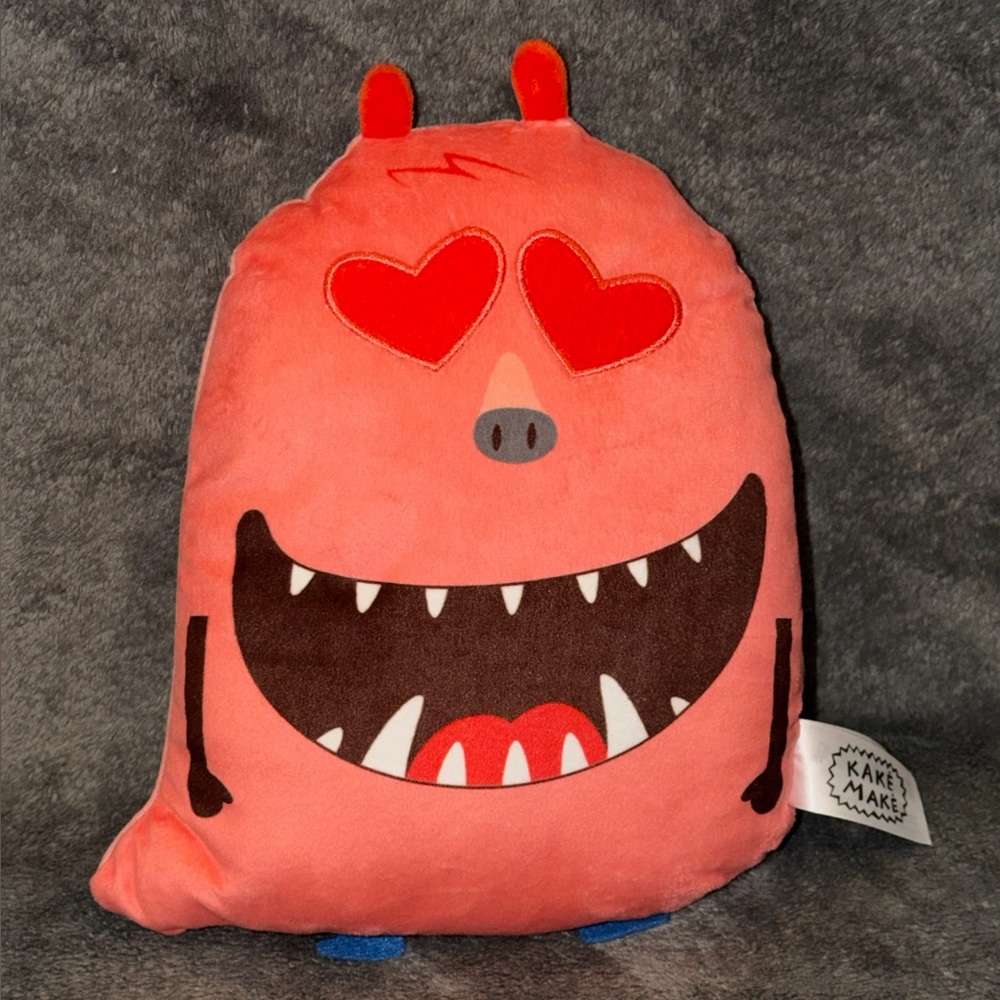 Kake Make Nelly Jelly Lithuanian Plush Friend Heart Eyes Pink Monster  HTF